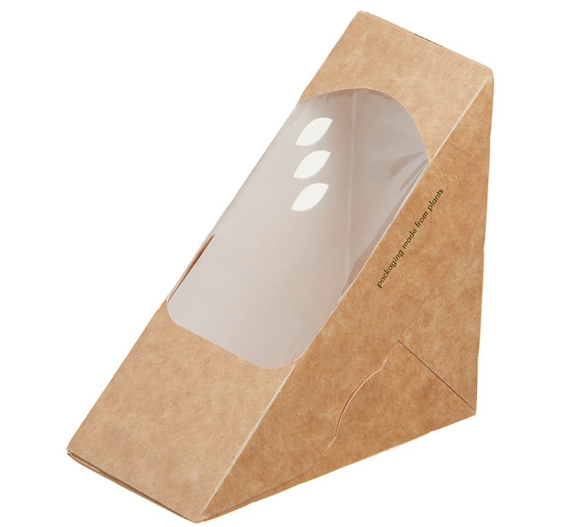 Sandwichbox Einweg dreieckig braune Pappe 6,5 x 12 x 12 cm